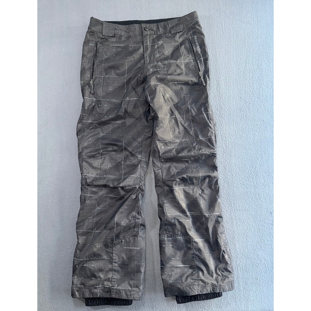 Columbia Omni-Tech Gray Grid Snow Pants Womens Medium Waterproof Ski Insulated